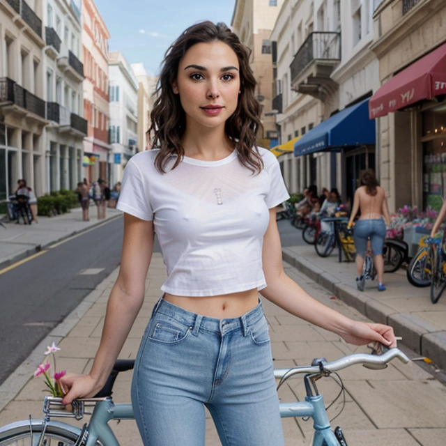 Gal Gadot's Effortless Charm: A Leisurely Bicycle Stroll in Classic ...